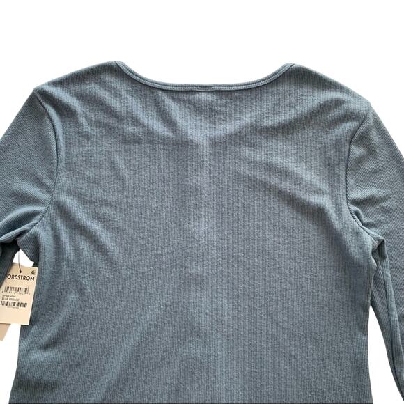 BP Nordstrom Blue Mirage Ribbed Long Sleeve Button Up Cardigan Women's Large - Picture 8 of 9